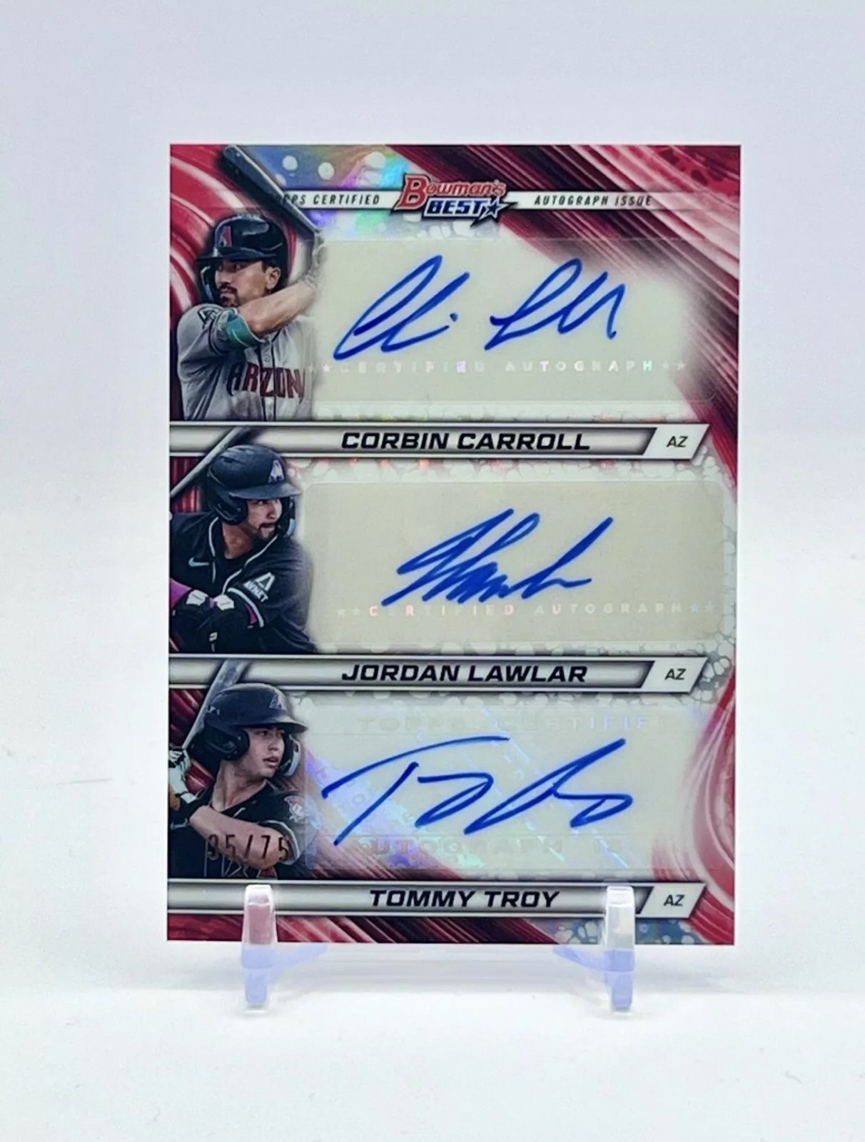 2024 Bowman’s Best Tommy Troy Jordan Lawlar Corbin Carroll Triple Auto /75