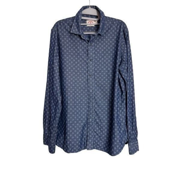 Brooks Brothers Vintage Top Womens Large Blue Paisley Chambray Button Down Shirt