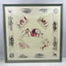 Vintage Framed Silk BULL FIGHTING MATADOR Silk SCARF Pink Gray 22”x 22”