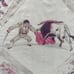 Vintage Framed Silk BULL FIGHTING MATADOR Silk SCARF Pink Gray 22”x 22”