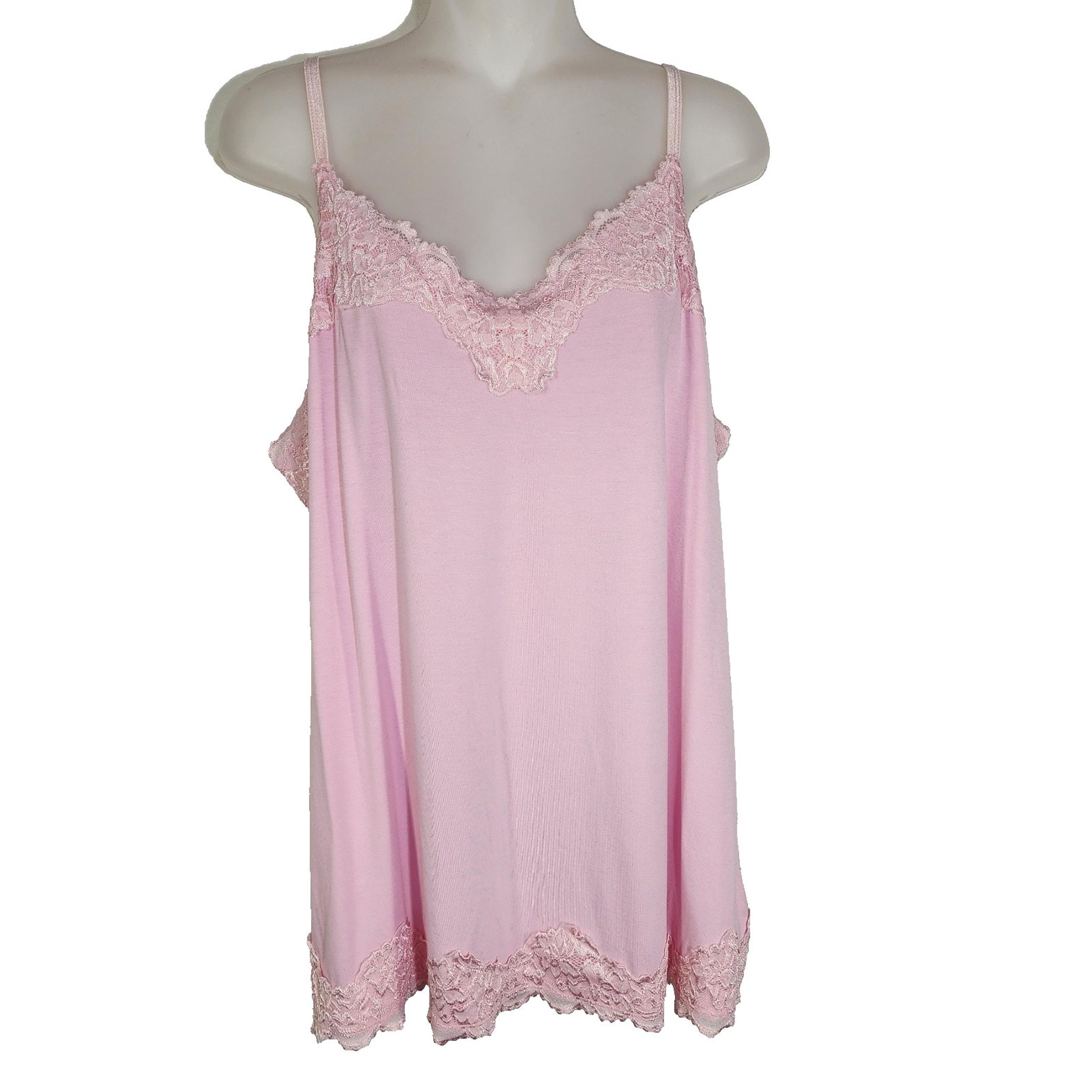 Lane Bryant Womens Lace Camisole Top 18/20 Spaghetti Strap Pink Classic V Neck