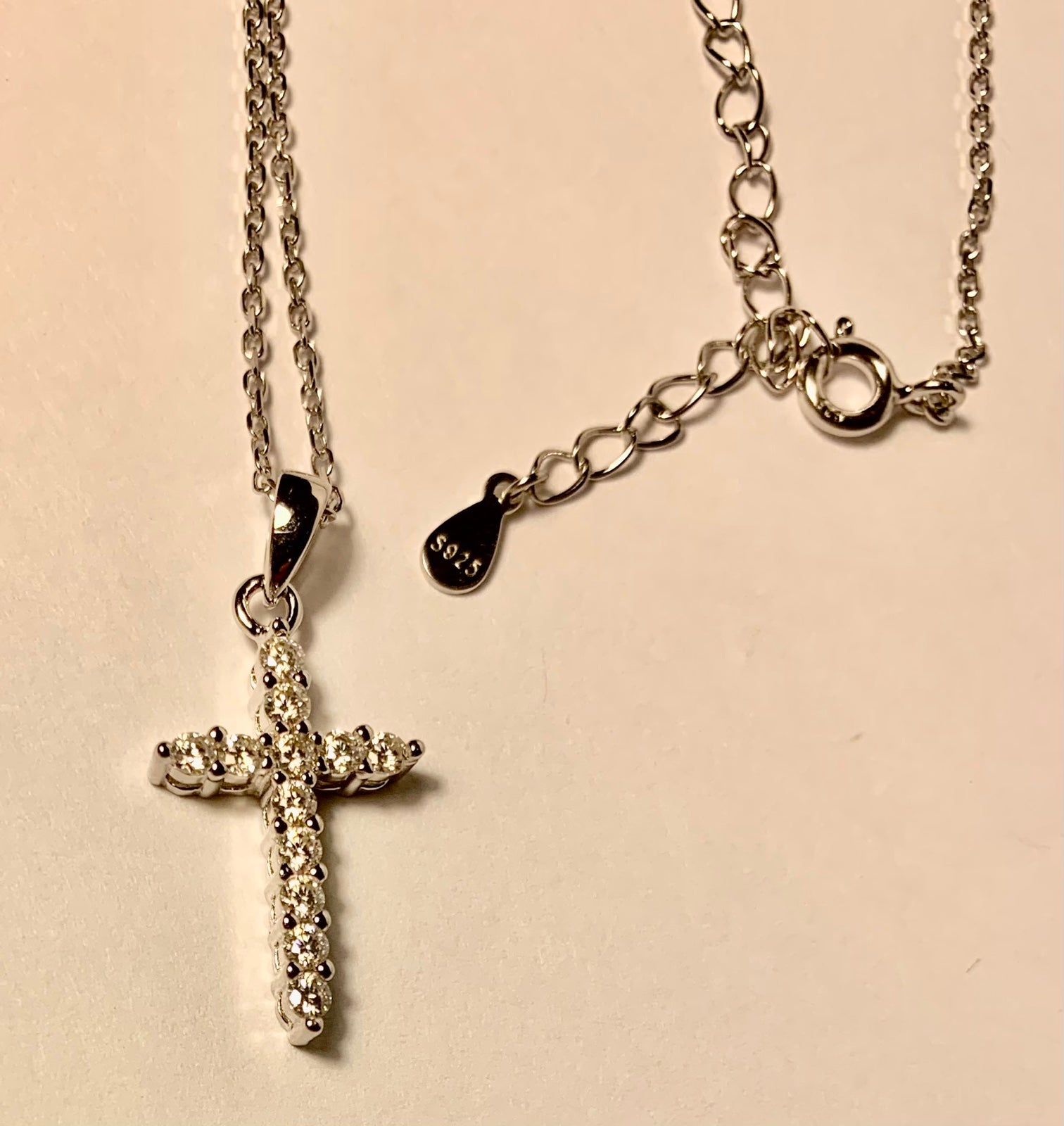 Moissanite Cross Pendant Necklace in 925 Sterling Silver