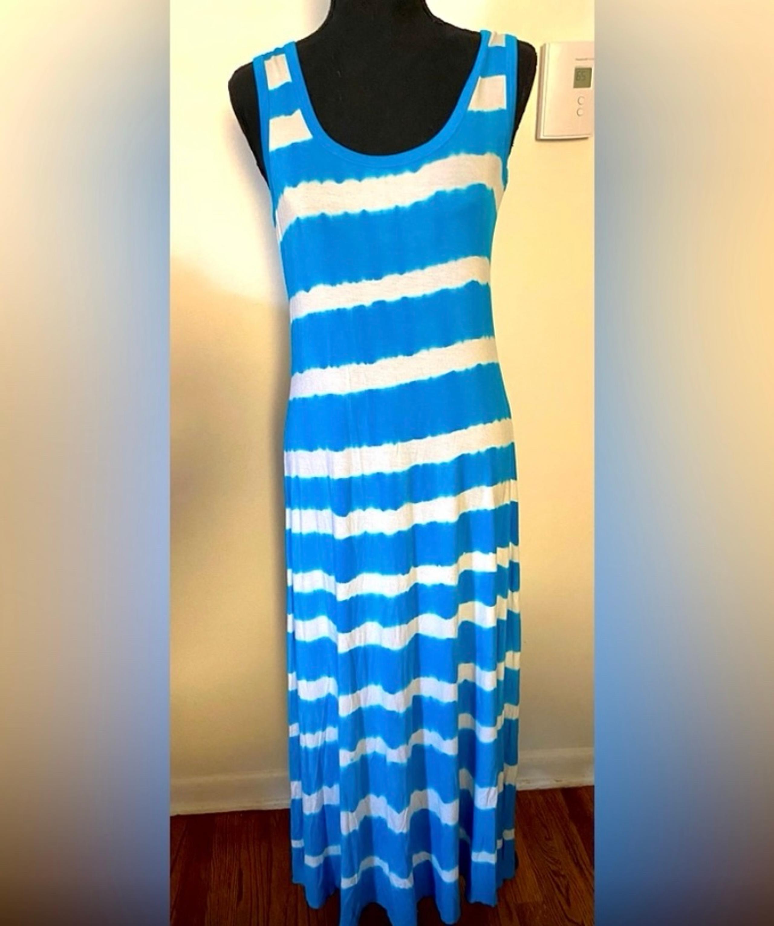 CALVIN KLEIN WOMEN’S MAXI DRESS STRIPED TIE DYE TANK -SIZE 6