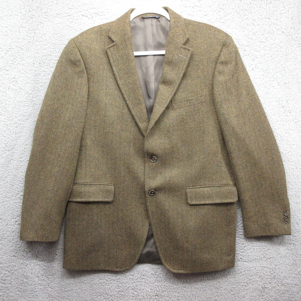 J Press Plymouth Herringbone Wool Blazer Coat 42R Canada Union Lanificio di Pray
