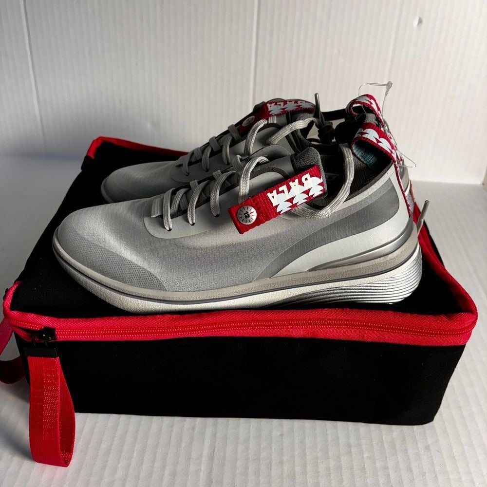 BALA Twelves Silver athletic Sneakers Red Accents Lightweight Shoes M6/W7 NWT