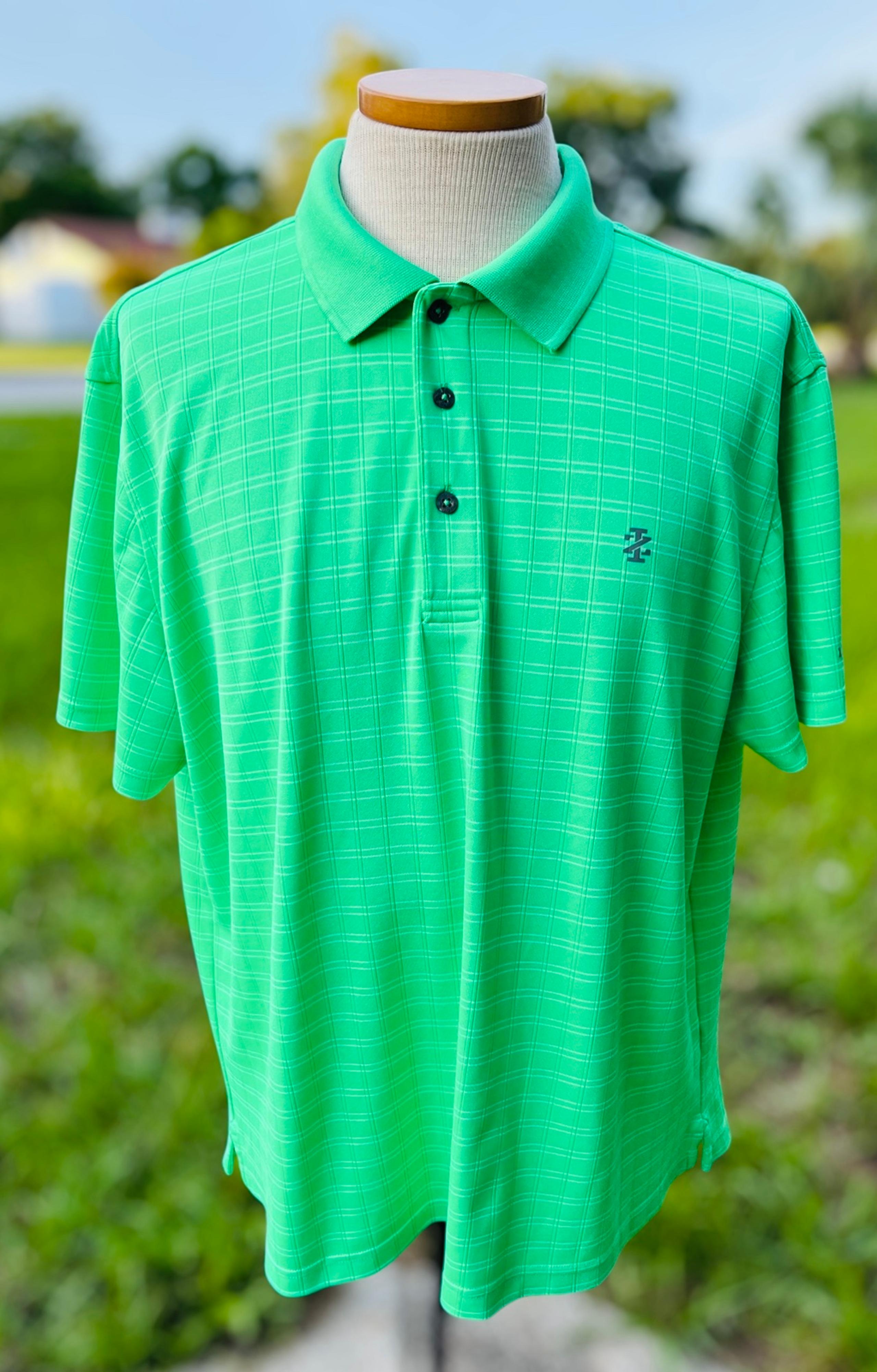Izod Golf Polo Shirt Men’s X-Large Lime Green Check Performance
