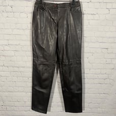 Vintage Ginkoo Faux Leather Pants Dark Brown Straight Leg Women's Size 30