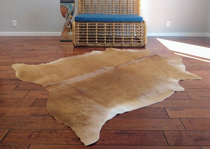 Large Light Brown Real Natural Cowhide Area Rug 6' X 7'