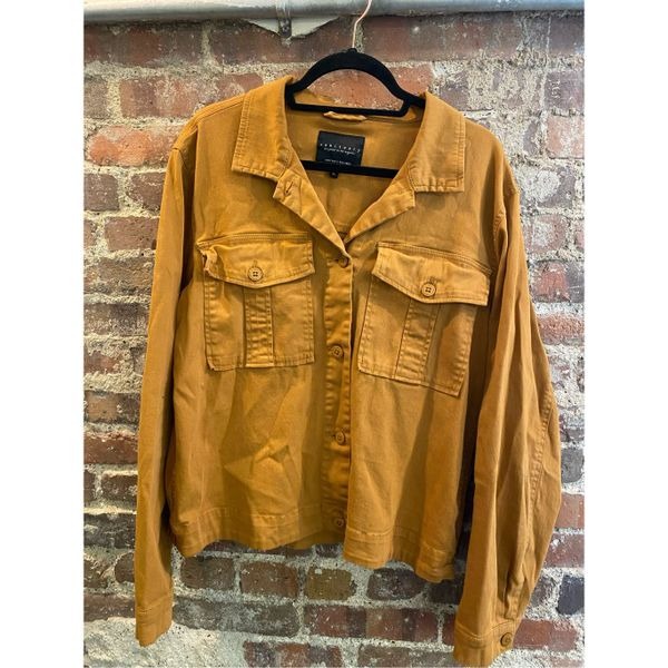SANCTUARY by Anthropologie Orange Button-Down Soft Mid-Weight Long Sleeve Shirt