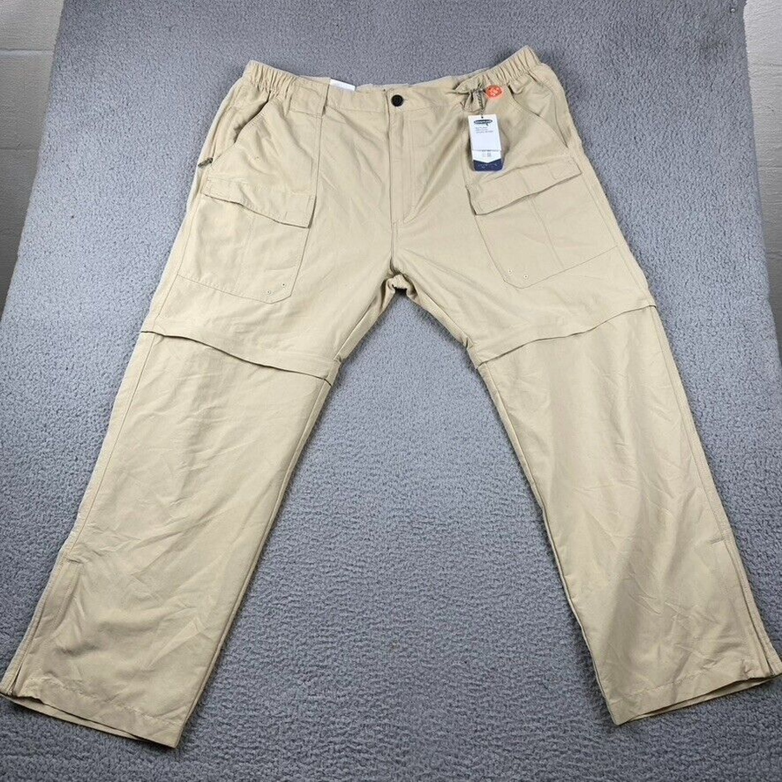 World Wide Sportsman Nylon Cargo Convertible Pants Men's 2XL/30 Beige New