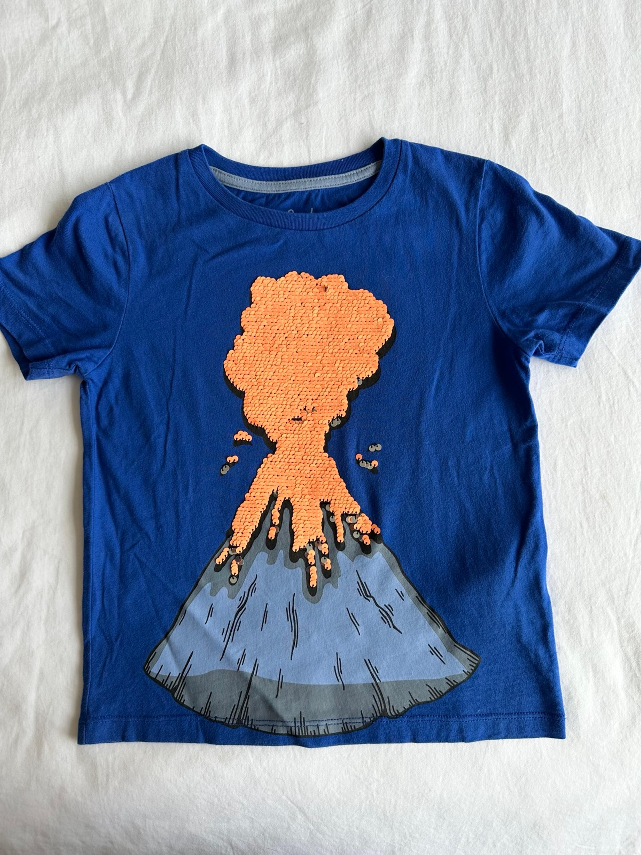 Mini Boden sequin volcano tshirt top boy size 4-5
