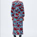 ZARA BLOGGER FAVORITE PRINTED MIDI DRESS MULTICOLORED