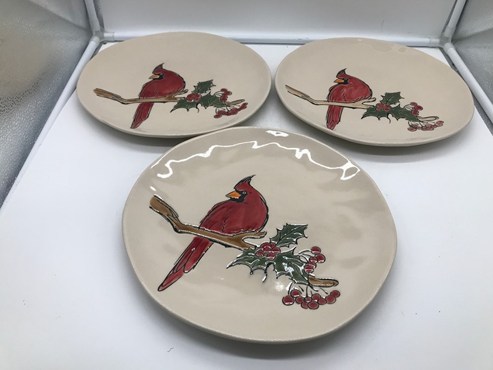 Eli + Ana Ceramic 10.in Cardinal Dinner Plate Set for 3 CC02B31022