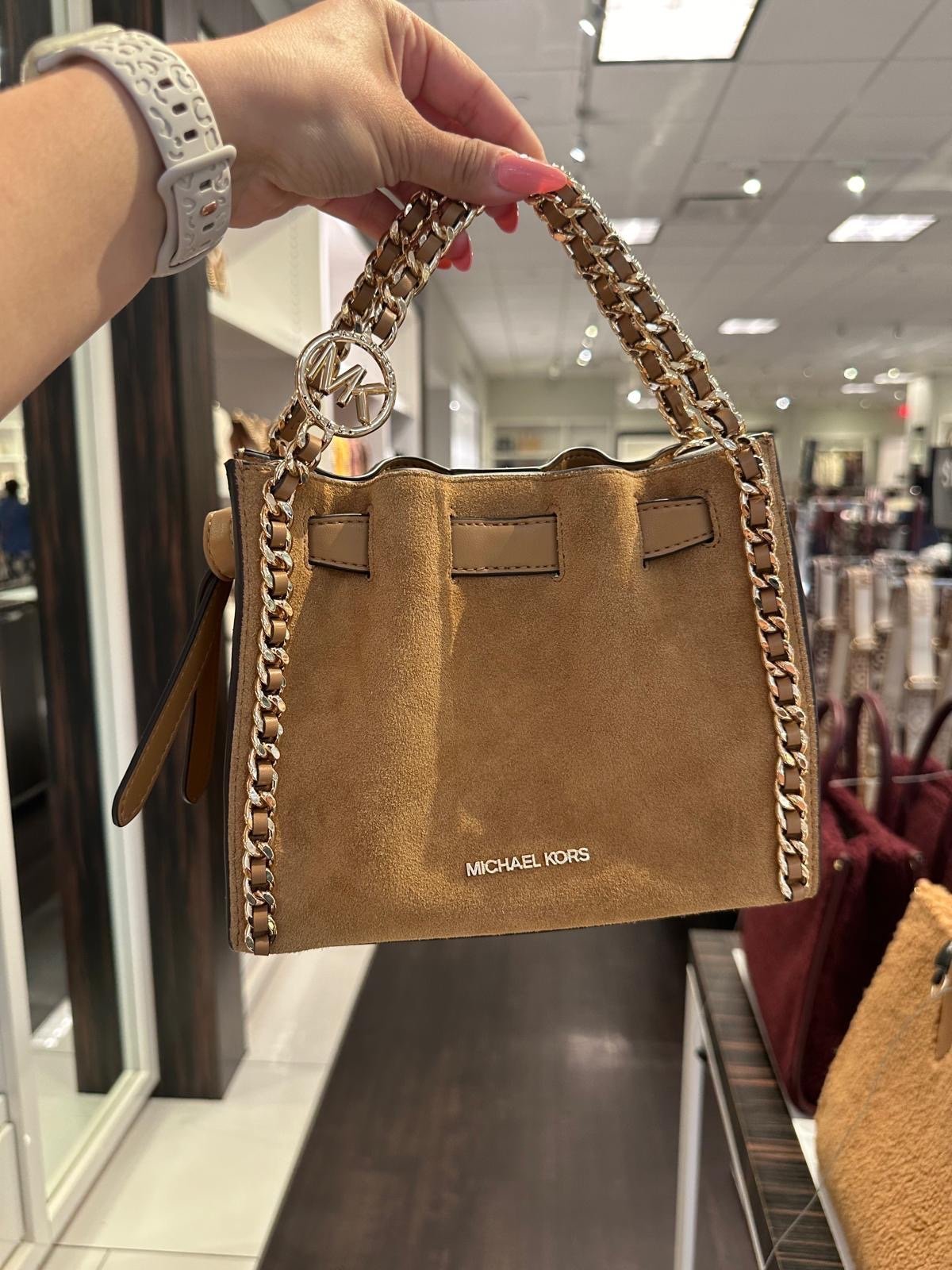 Michael Kors Mina Small Leather Purse Crossbody Shoulder Handbag Deer