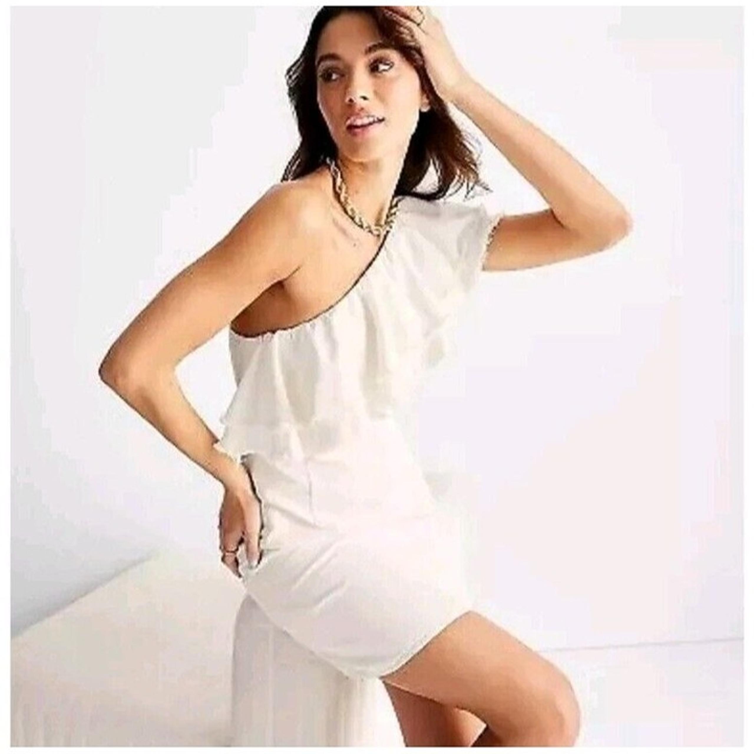 Future Collective w/ Jenny K. Women's Asymmetrical Ruffle Denim Mini Dress Sz 16