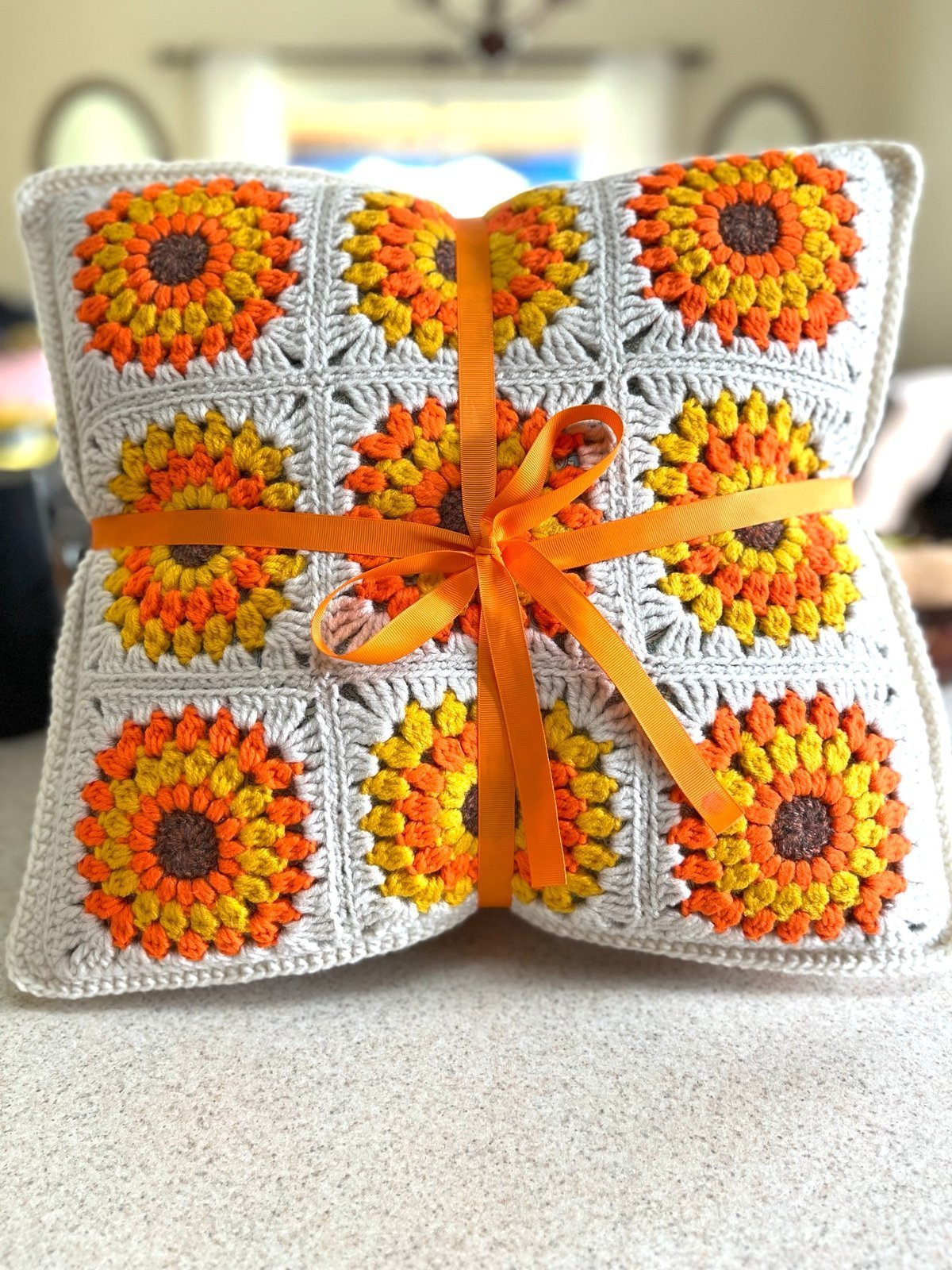 Handmade Crochet Decorative Pillows set of 2 ( inserts included )
