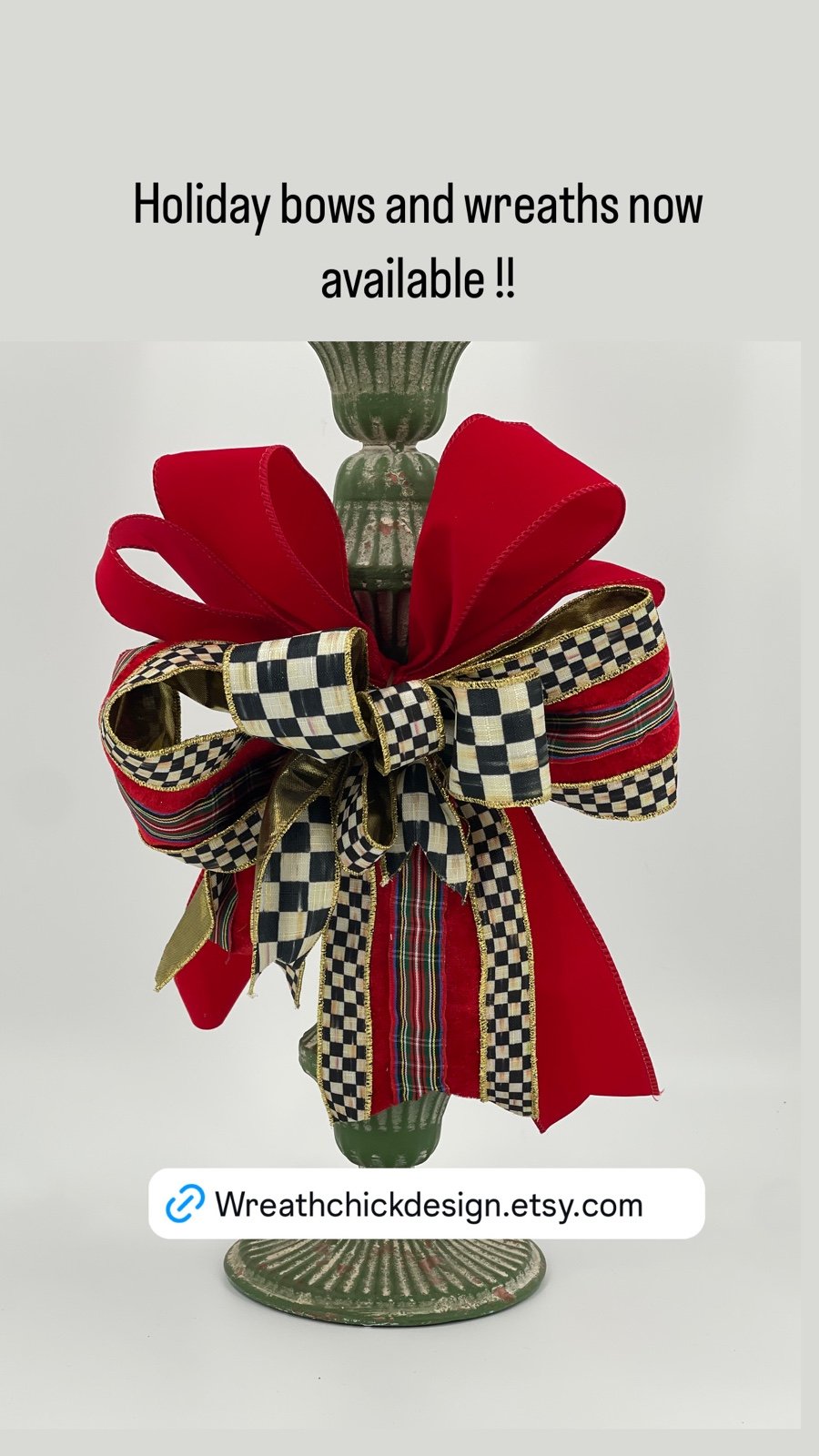 Mackenzie Childs courtly check Christmas bow