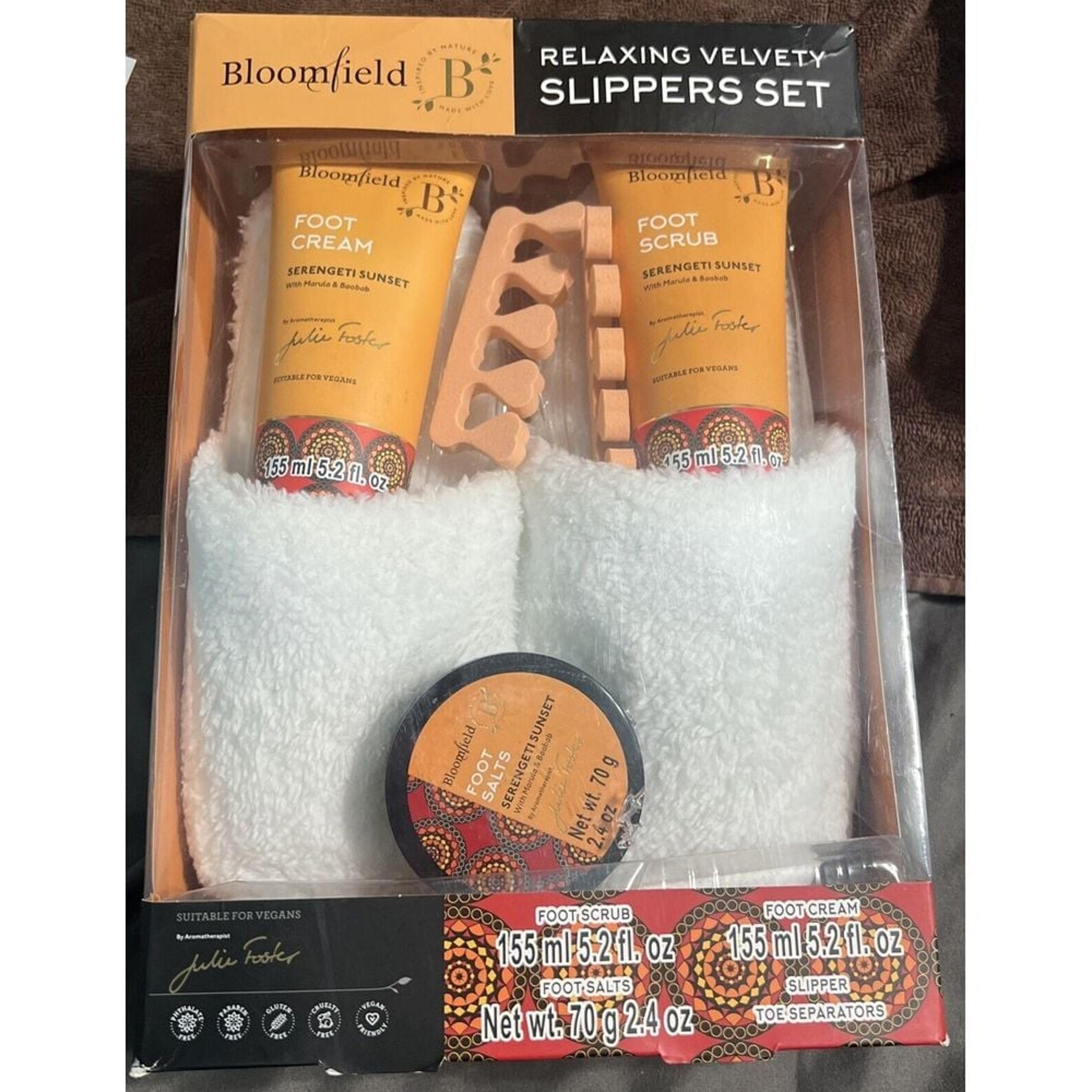 BloomField Relaxing Velvety Slippers Foot Care Set – New/Sealed