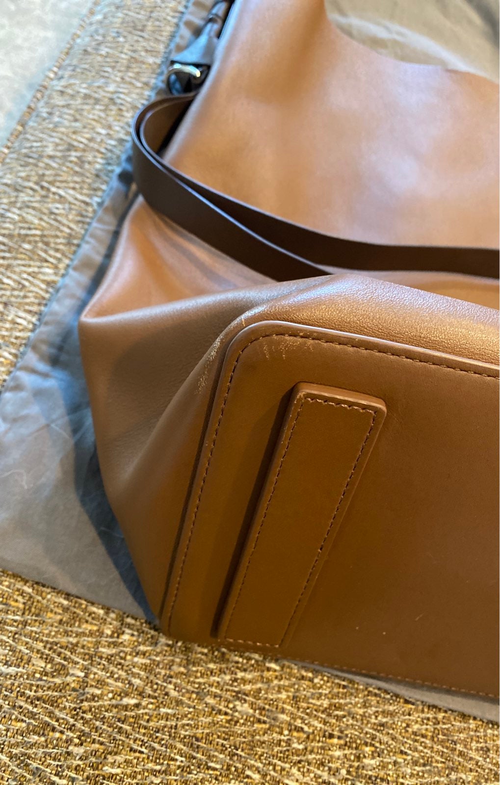 All Saints brown leather shops tote