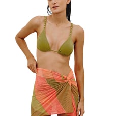 VIX Karen Sharon Ruched Mesh Cover-Up Skirt in Pink/Multi,BRAND NEW,Medium, 98