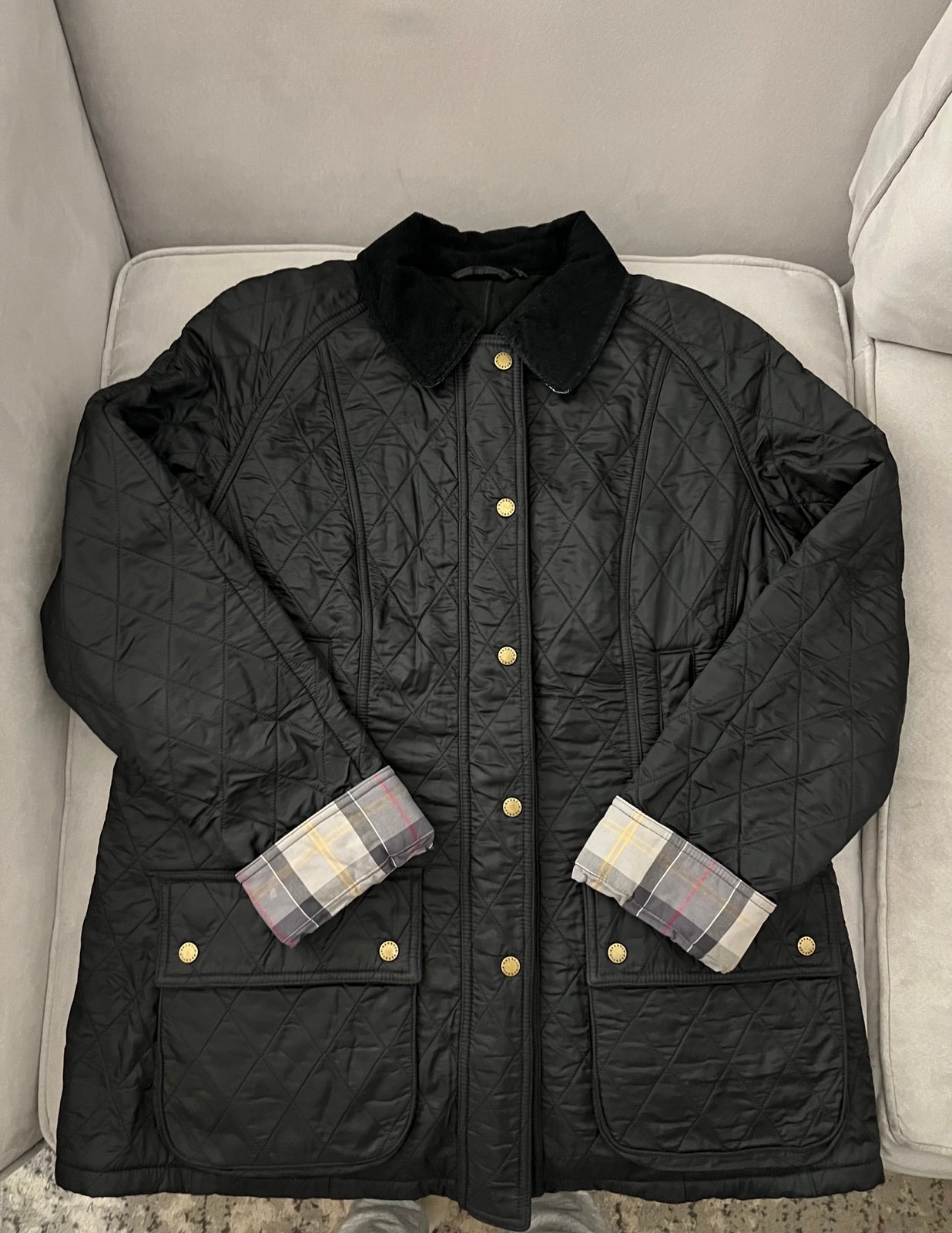 Women’s Barbour Beadnell quilted black jacket size 14