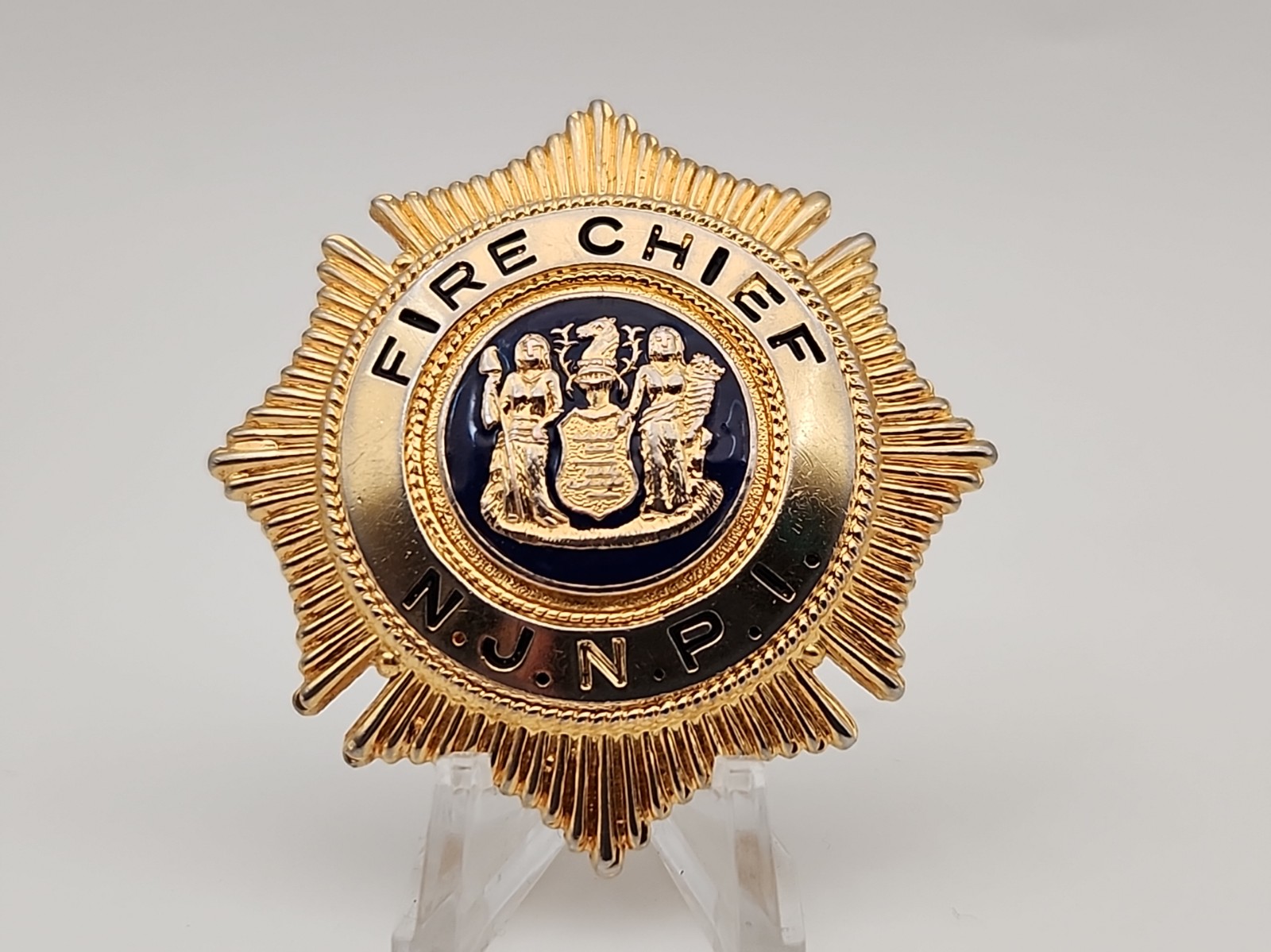 NEW JERSEY FIRE CHIEF FIRE DEPT. N.J .N.P.I OBSOLETE BACK PIN