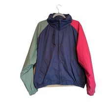 VTG St Johns Bay Colorblock Jacket Mens XL Blue/Red/Green Windbreaker Full Zip