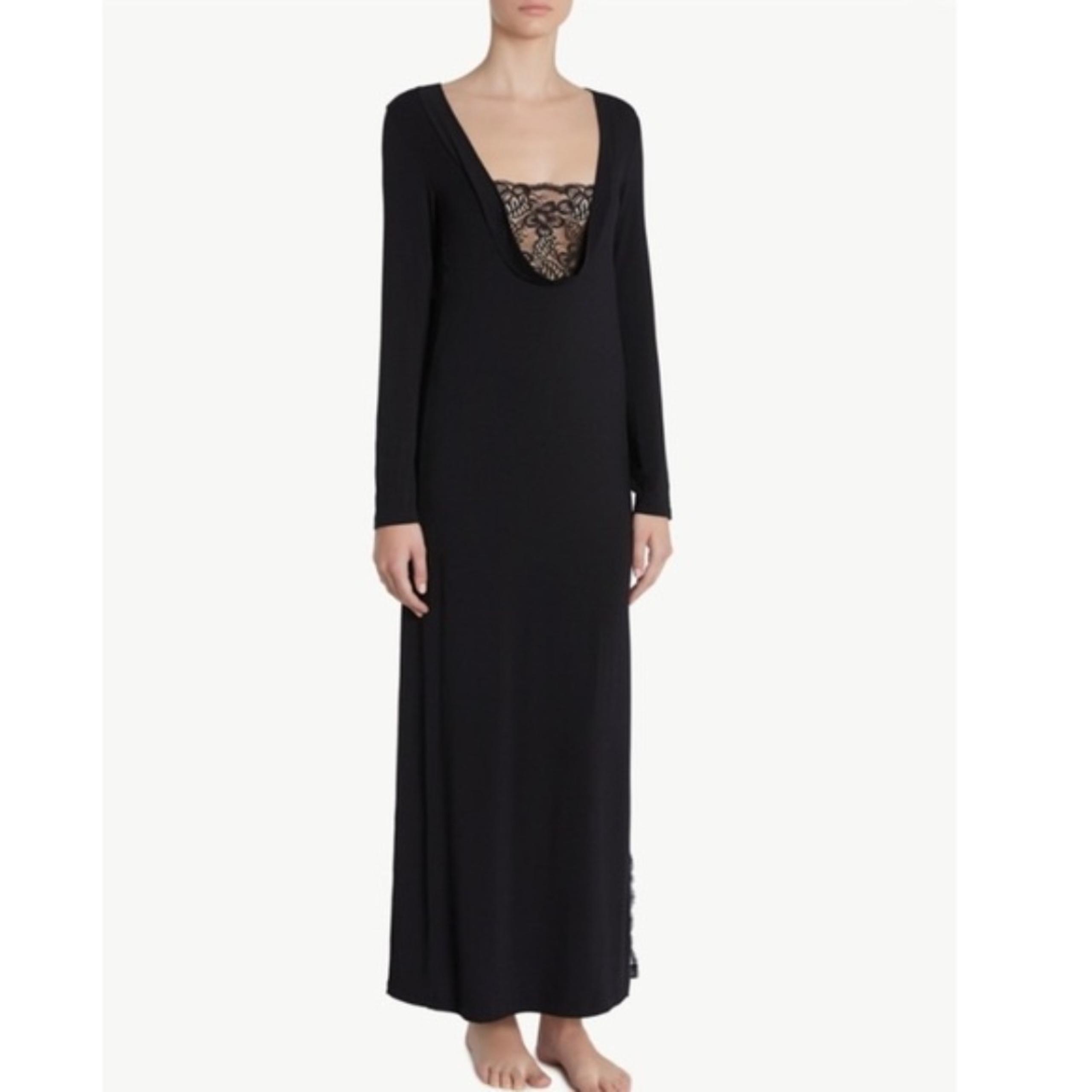 New La Perla long sleeved lace trim neckline modal sleep gown Size Small