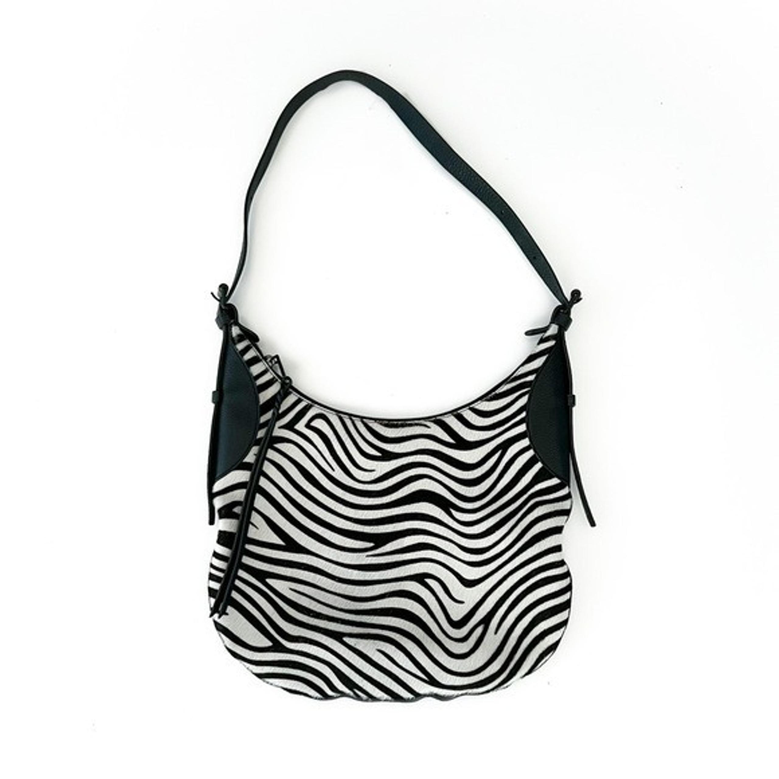 Rebecca Minkoff Pippa Hobo Bag Zebra Print Black White Shoulder Purse