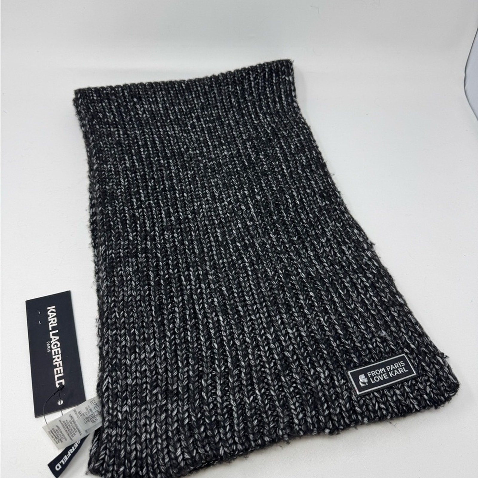 Karl Lagerfeld Black and White Knitted Scarf