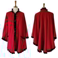 La Moda Lord Daniels Vintage Red and Black Velvet Trim Cape