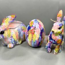 3 pc Floral easter bunnies and egg bundle !!