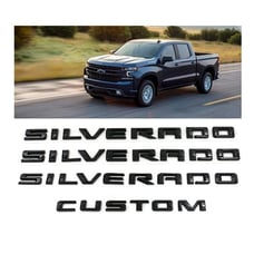 Fit 19-22 4pcs Gloss Black Silverado Custom Raised Emblem Nameplate Kit Overlay