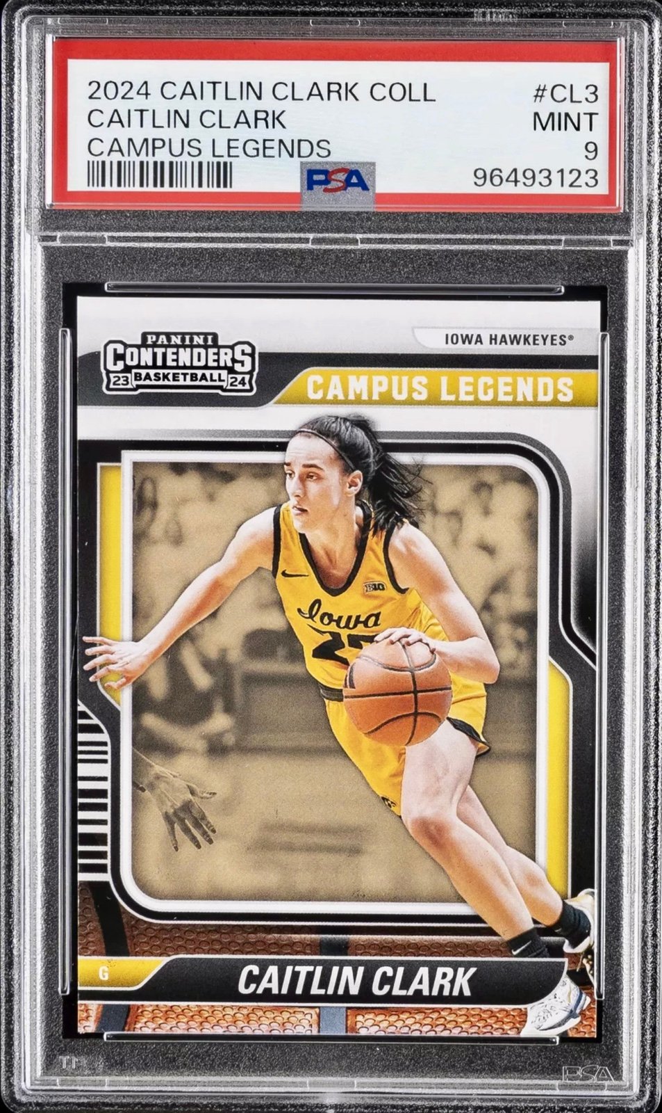 2024 PANINI C.C COLLECTION CAMPUS LEGENDS #CL3 CAITLIN CLARK ROOKIE RC PSA 9 MT