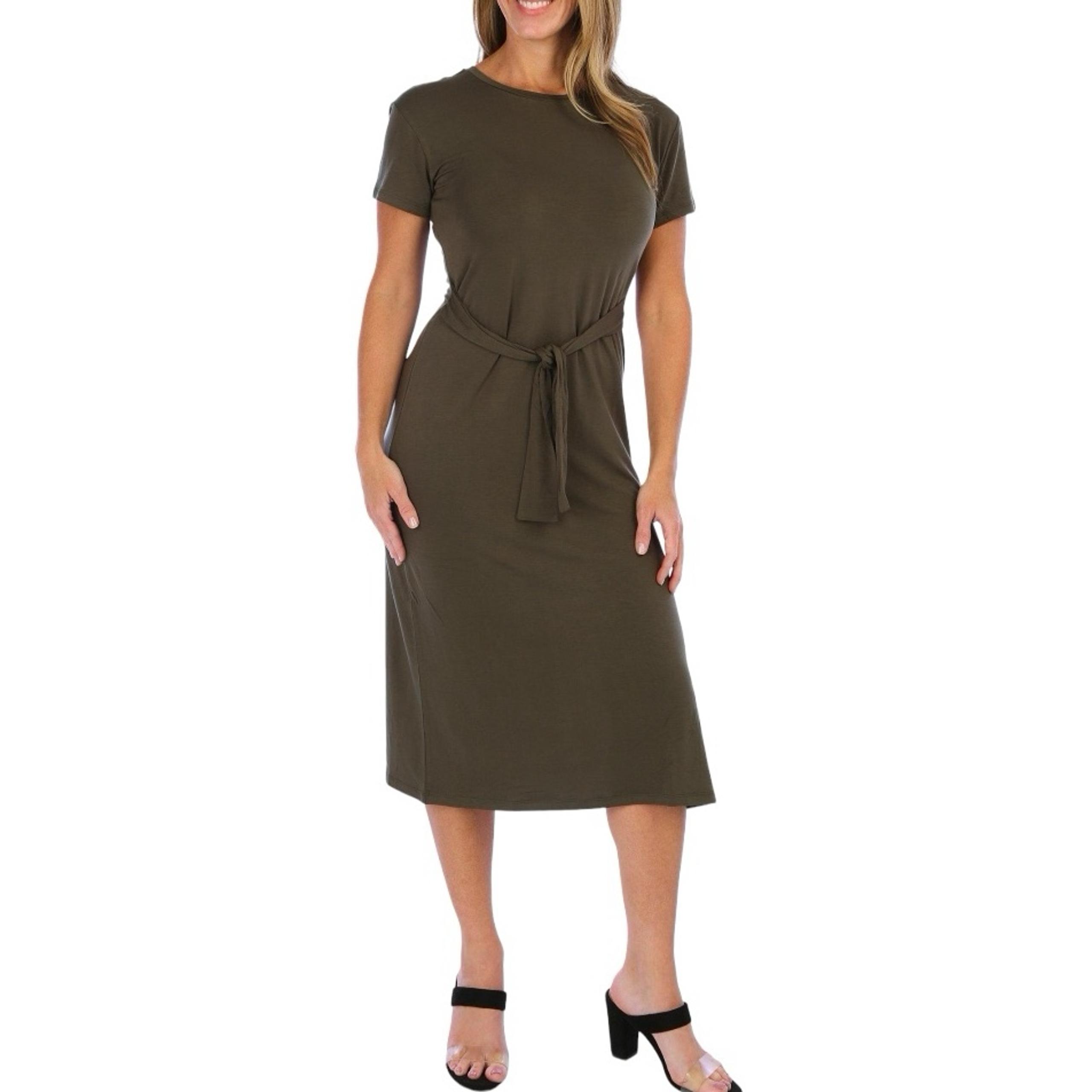 CATHERINE MALANDRINO Women's Tie Front Solid Midi Dress NWT medium