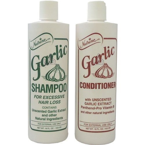 Nutrine Garlic Shampoo + Conditioner Combo Set Unscented 16Oz by Nutrine