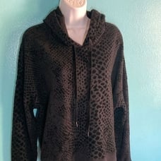 Rails Nico Black Flocked Cobra Hoodie Womens Size L Pullover