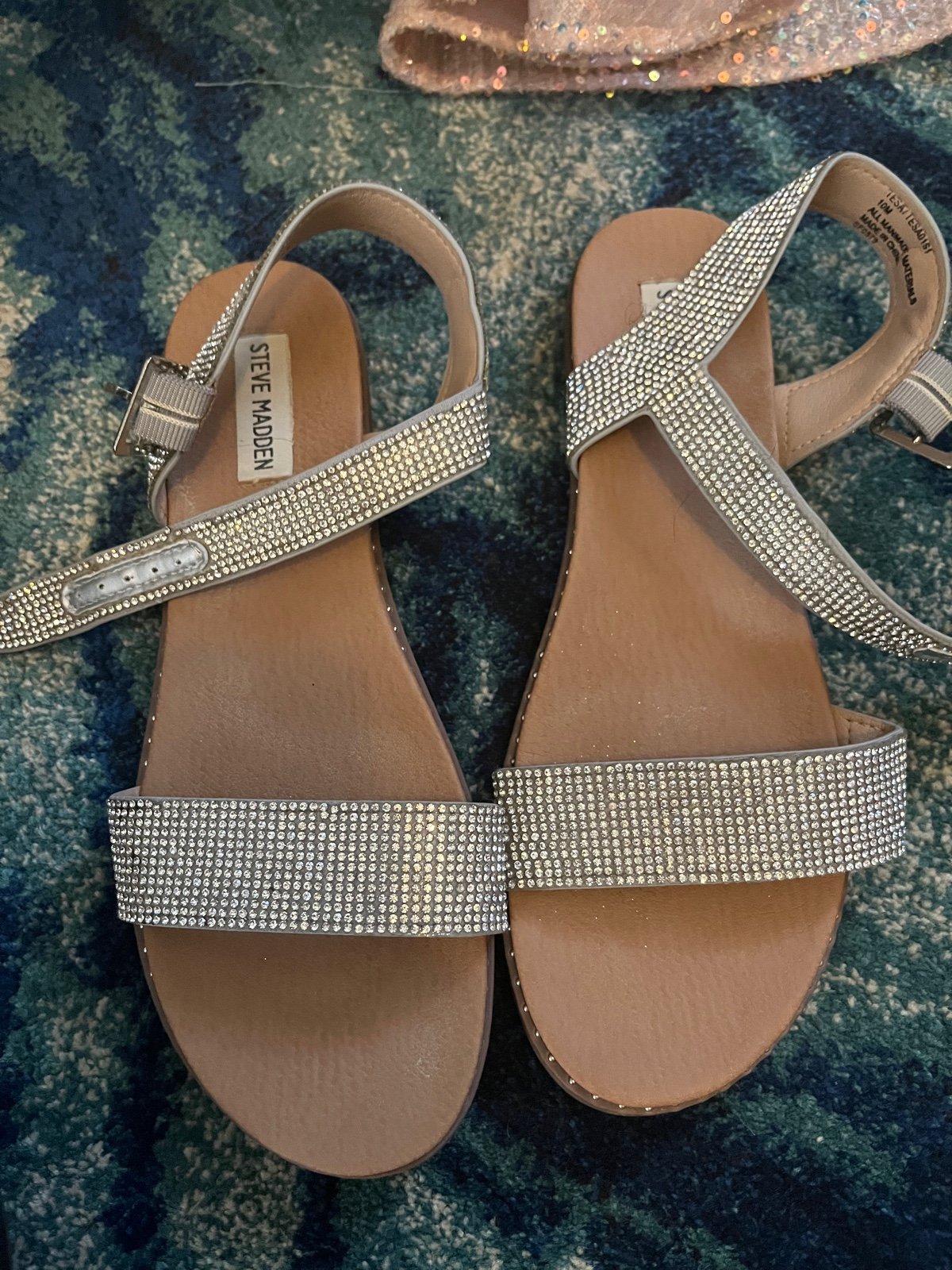 pair of rhinestone Steve Madden sandals