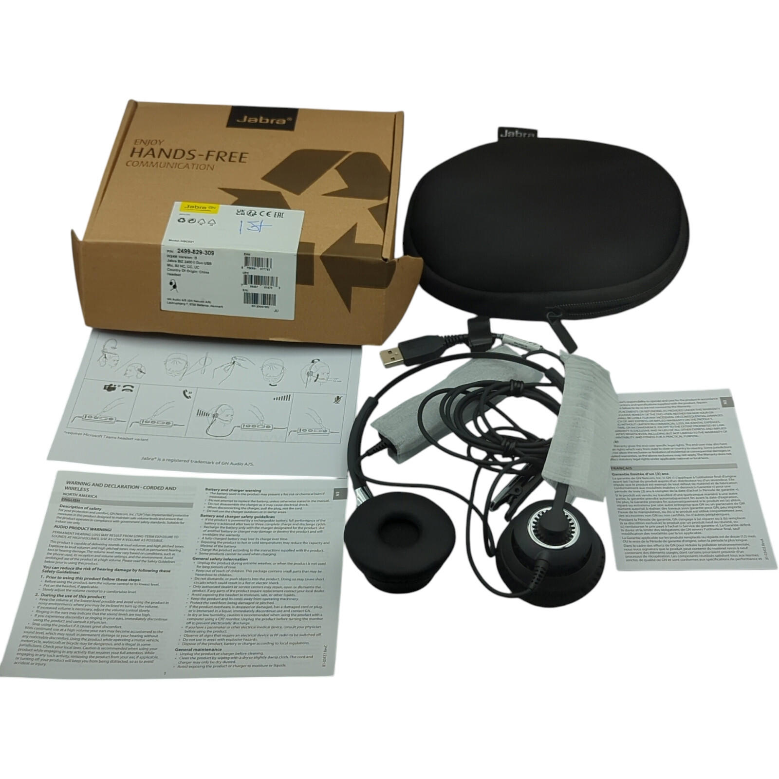 Brand New Mint Jabra BIZ 2400 II Duo USB Headset 2499-829-309 MIB Hands Free