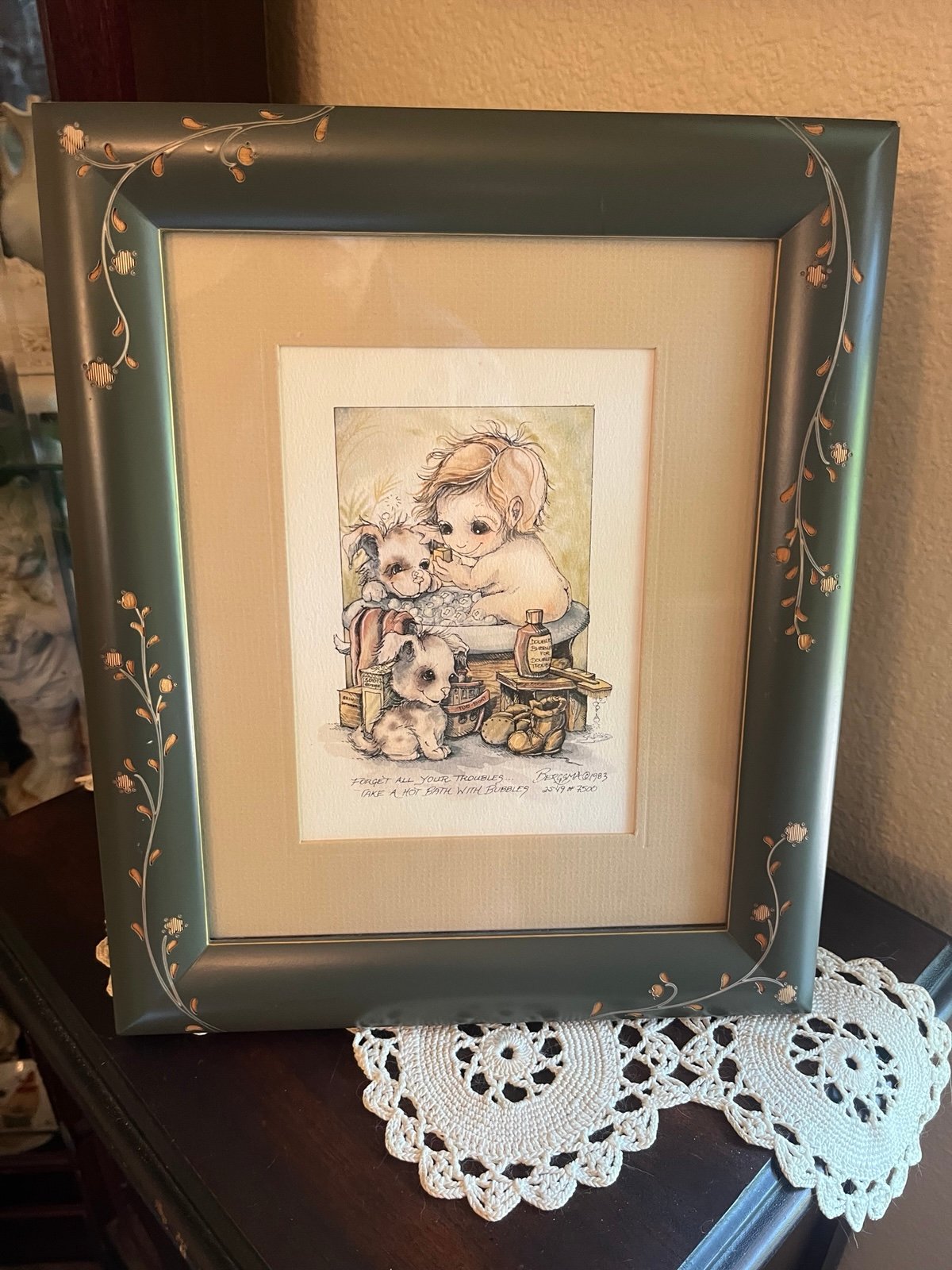 Vintage Jody Bergsma Bubble Bath Signed and Numbered Litho