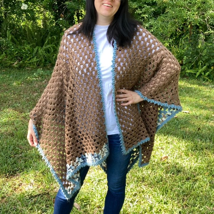 Vintage style home crocheted shawl