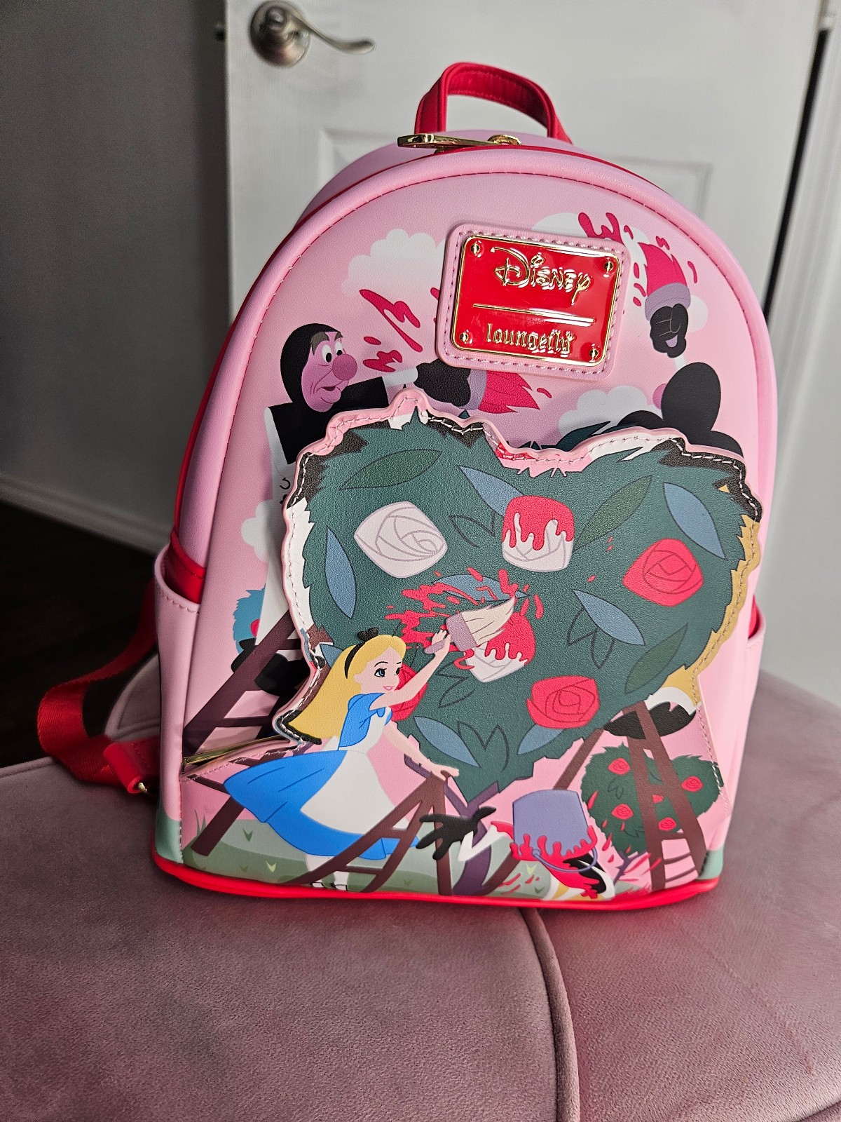 NWOT Disney Loungefly Pink Alice in Wonderland Mini Backpack