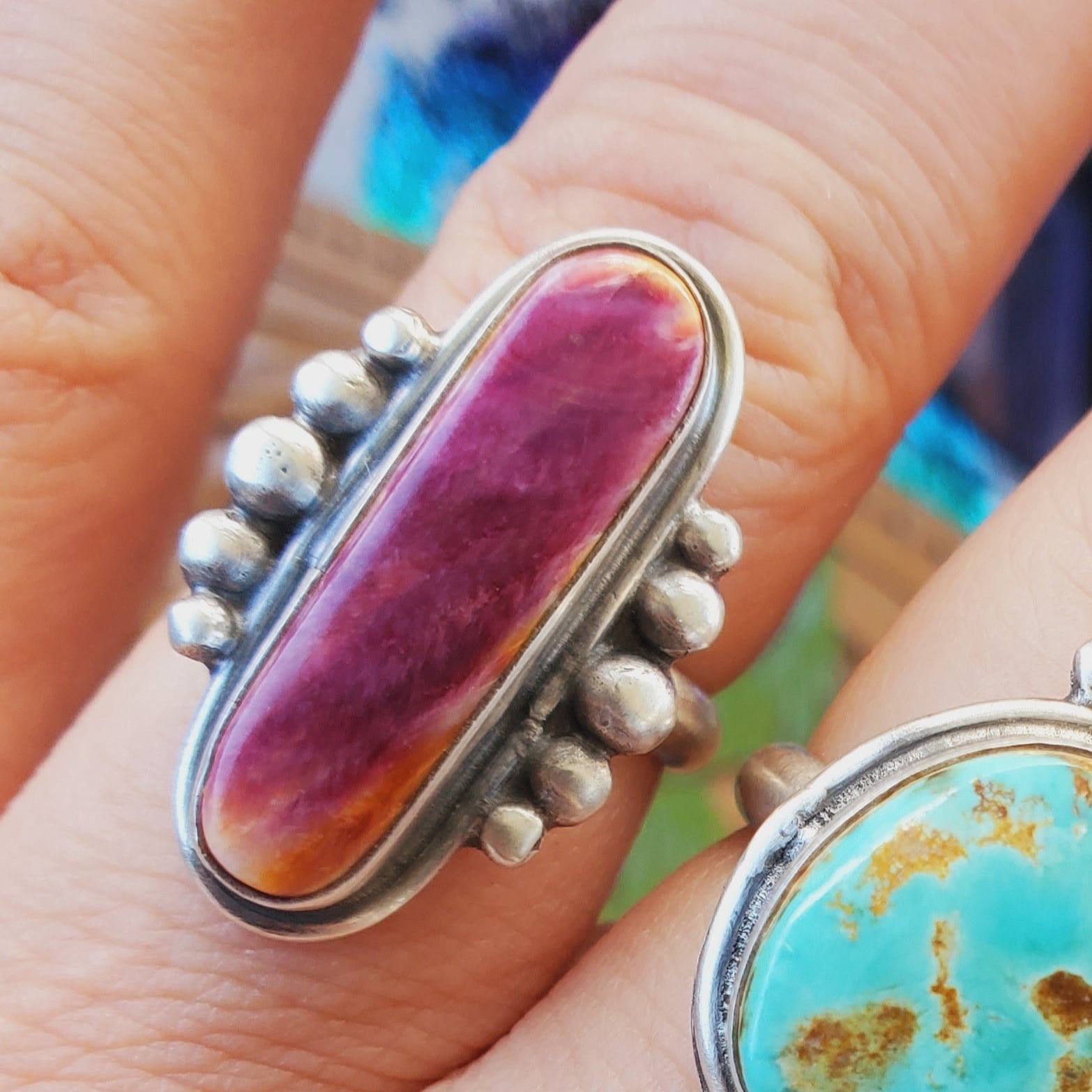 Purple Spiny Oyster Native Made Adjustable Ring by Mary Tso