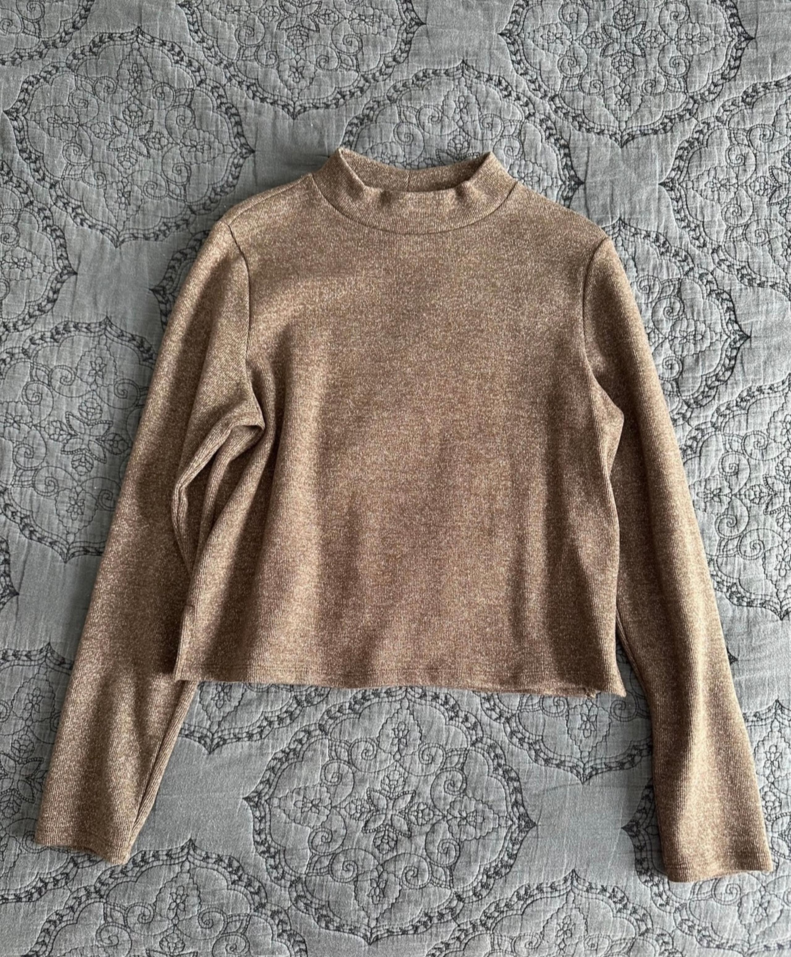 NWOT Women’s Brown French Rib Mock-Neck Crop Sweater Size Medium Tall - Old Navy