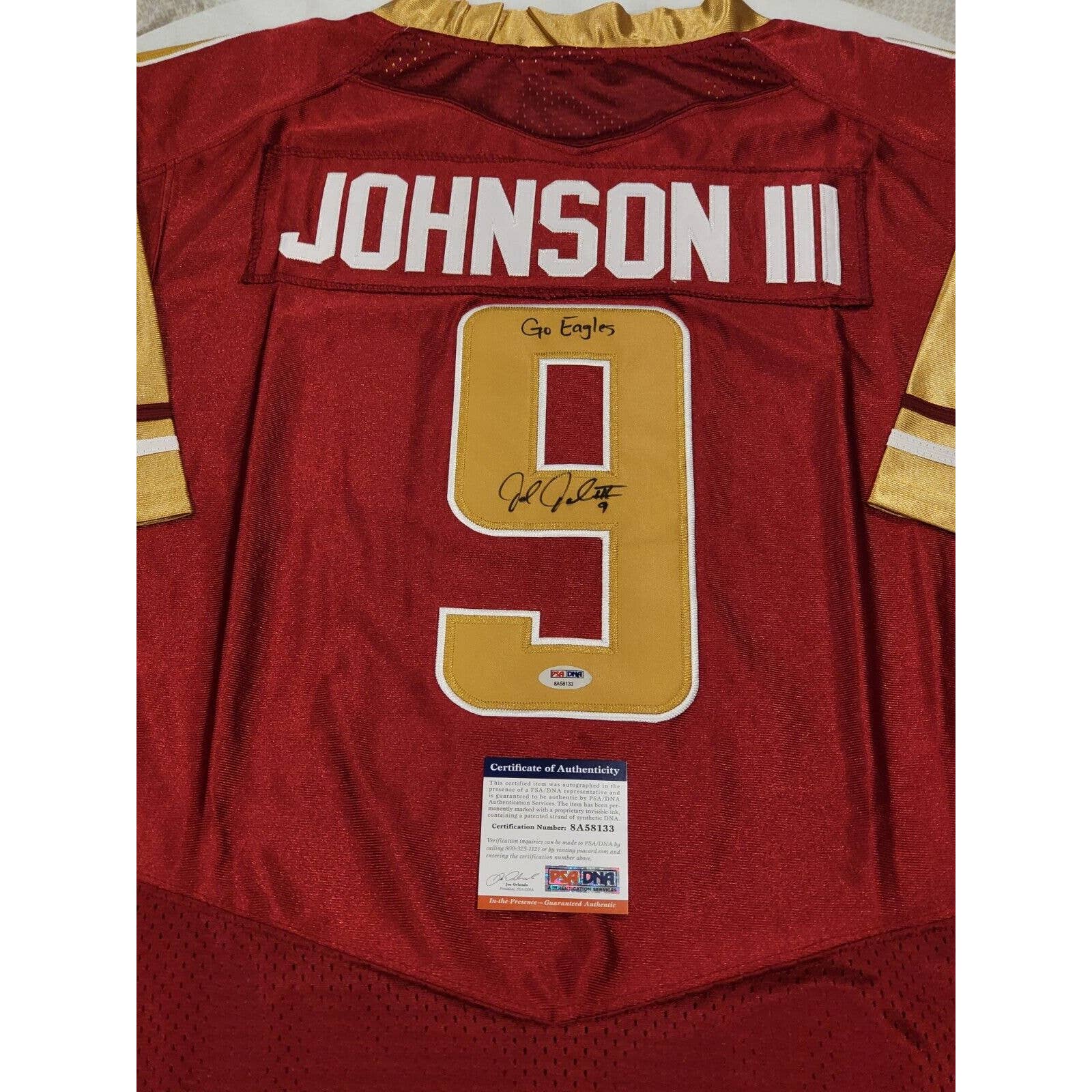John Johnson III Autographed/Signed Jersey PSA/DNA COA Boston College Eagles