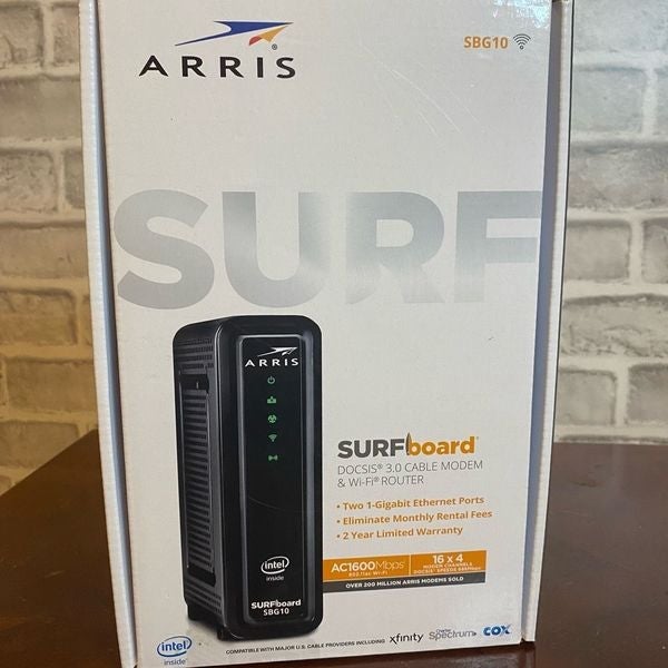 Arris Surfboard SBG10 DOCSIS 3.0 Cable Modem and WiFi Router AC1600Mbps Black