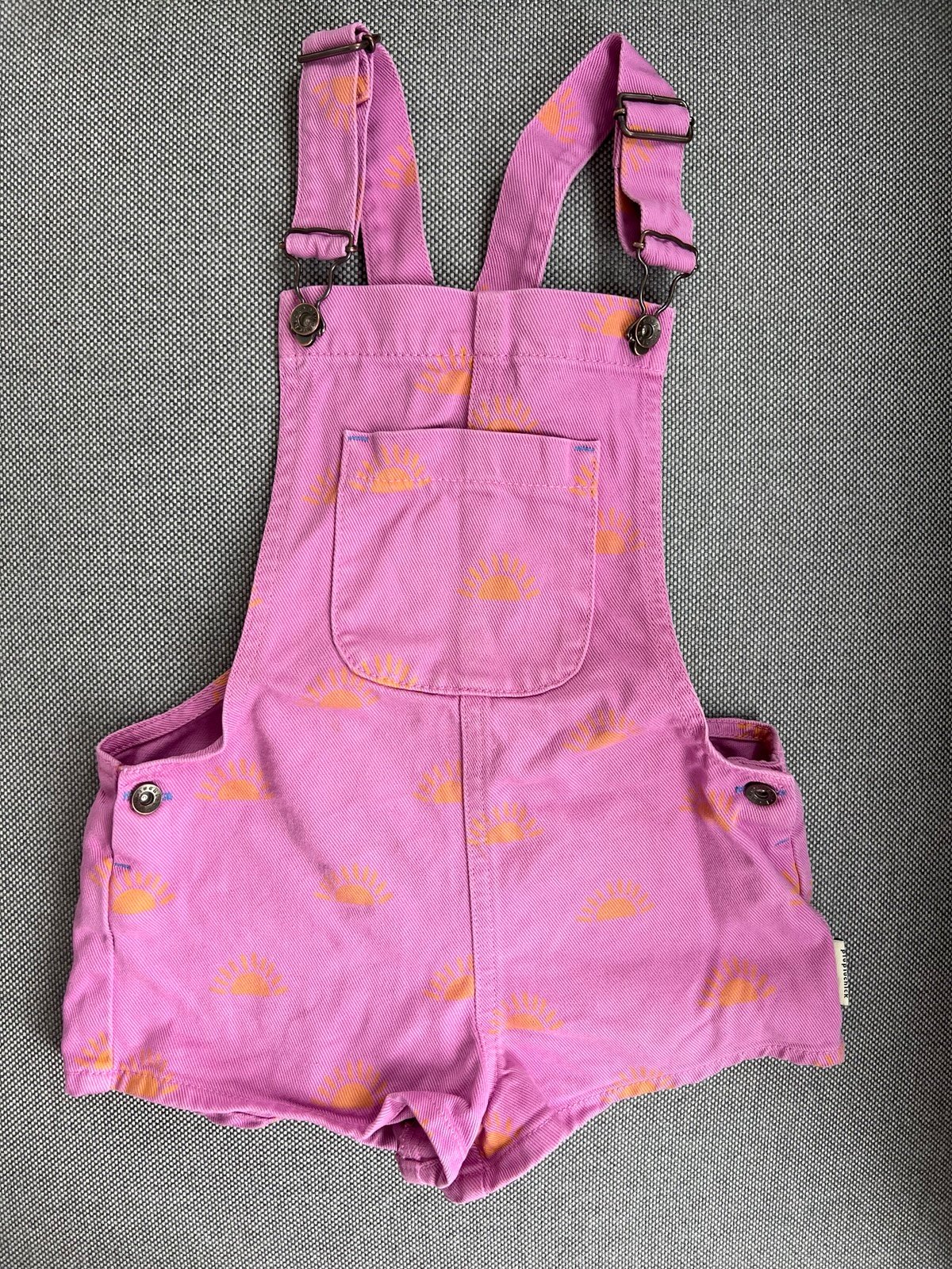 Piupiuchick girls pink denim short dungarees 6y