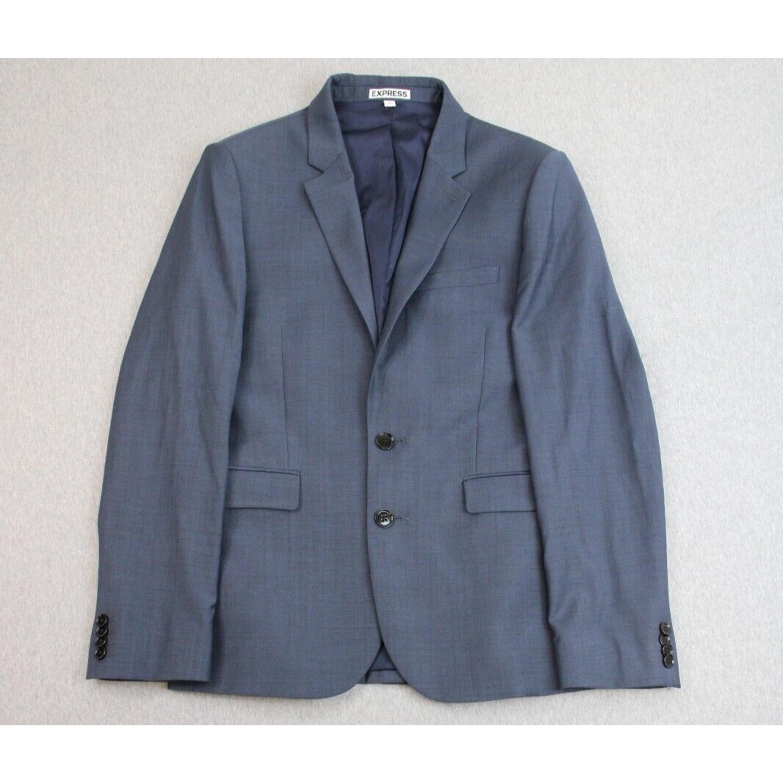 Express Blazer Jacket Mens 36S Gray Skinny Fit Lined 2 Button Single Breasted