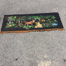 1940s German 26x55in Deer Thick Tapestry