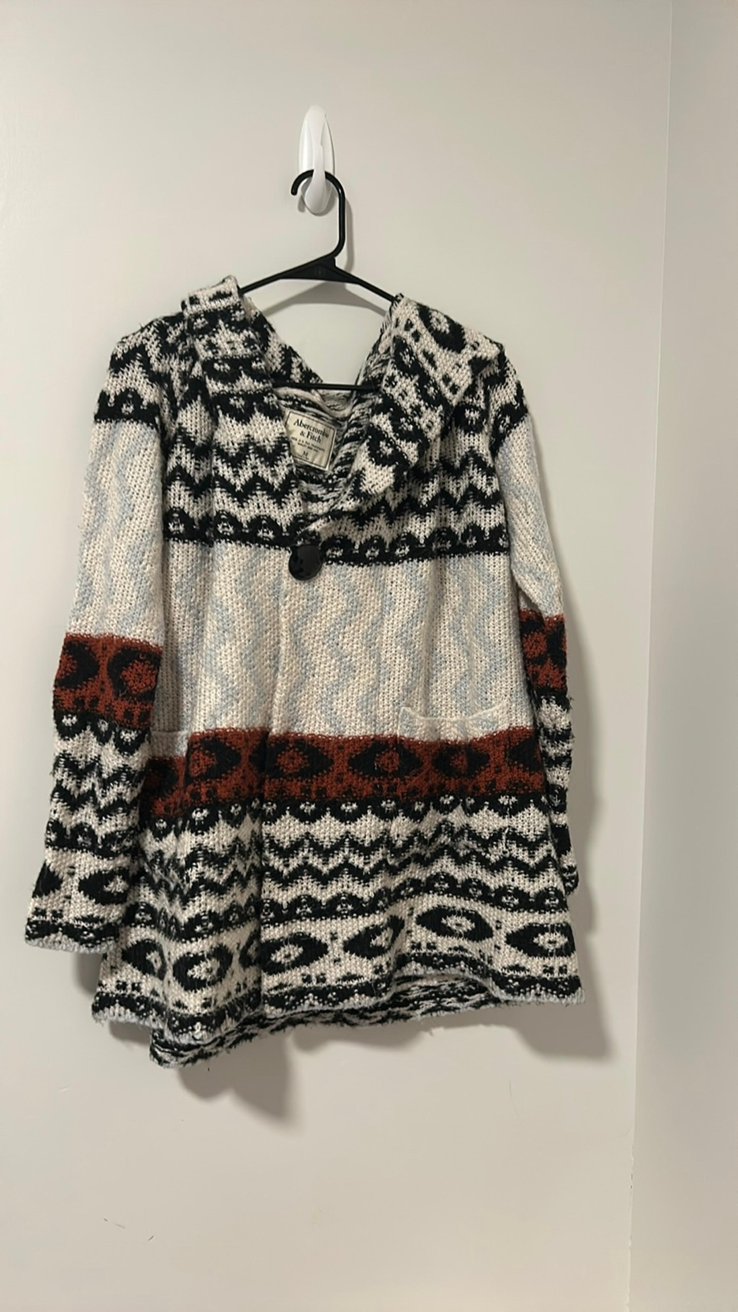 Abercrombie and Fitch 18% Wool 5% Alpaca Hooded Knitted Cardigan Jacket Sweater